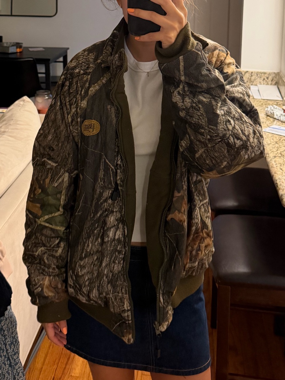 Men's Camo Bomber Jacket - Olive/Forest